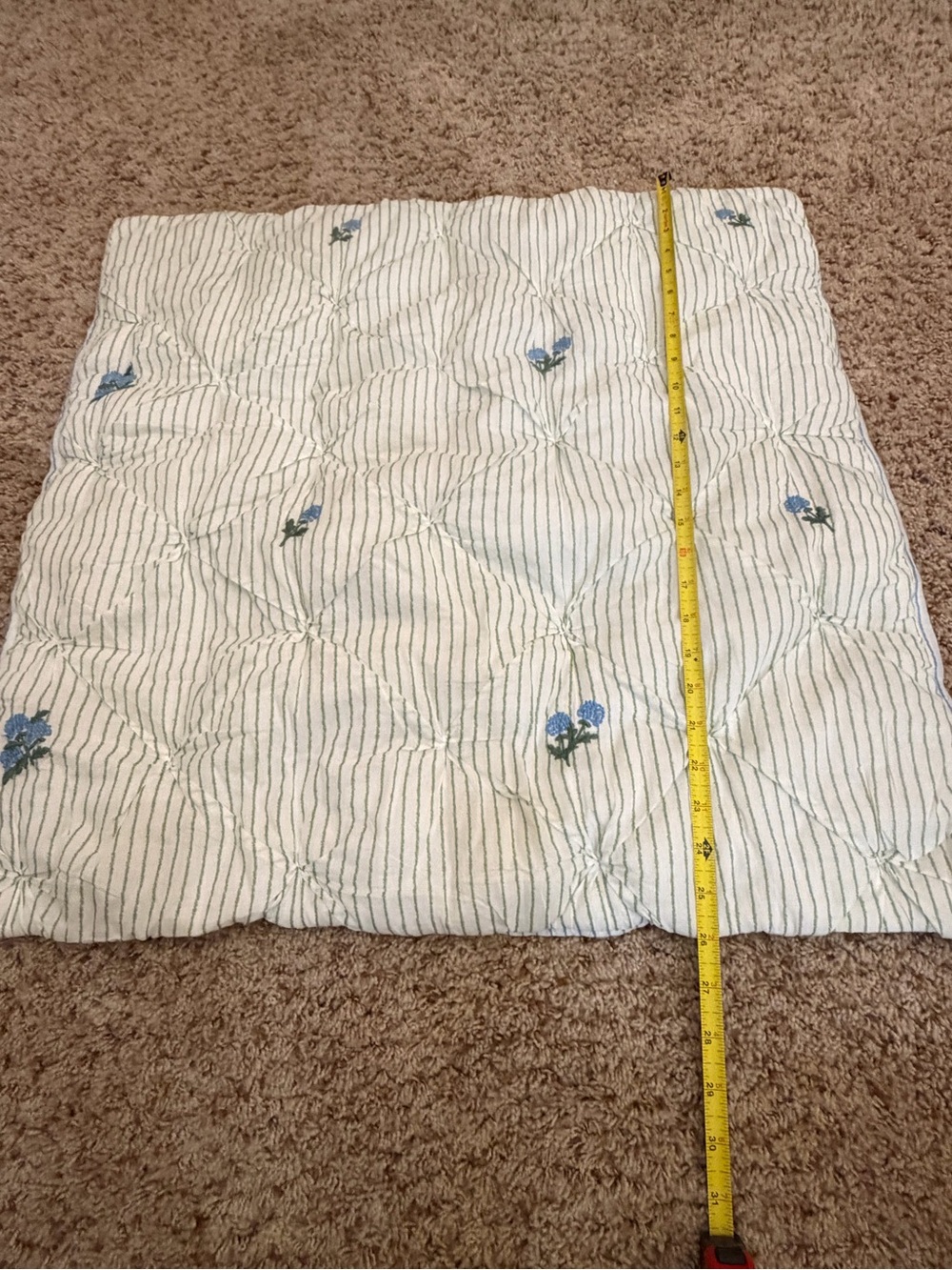 New Anthropologie Emilia Cotton Voile Floral Embroidered Euro Sham green blue - Picture 10 of 14